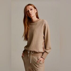 NWOT: VARLEY - Edith Ribbed Pique Sweatshirt in Biscuit (size XL)